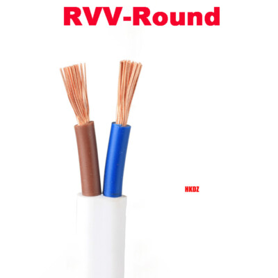 2 Core RVV Flexible Copper Wire Stranded Sheathed Monitor Cable 0.3~2.5mm² White