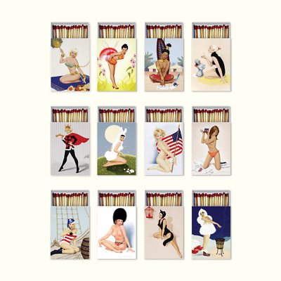 Archie Dickens Delicate Girl Pin-Up Art. 12 Decorative Matches Boxes Gift Set.