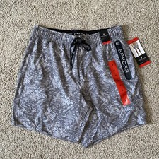 SPYDER Mens Swim Shorts Gray Quick Dry UPF 30 Zip Pocket Boxer Lined Trunks M
