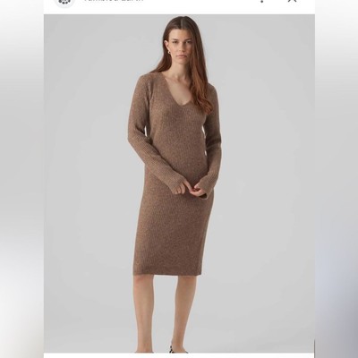 NWT Vero Moda Britany Long Sleeve Ribbed Sweater Dress Winter Warm Soft
