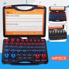 44pcs Inch & Metric Set Nut & Bolt Thread Checker Identifier Thread Gauges Box