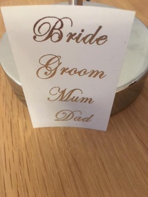 Wedding Place card stickers x 50 names -customised printed