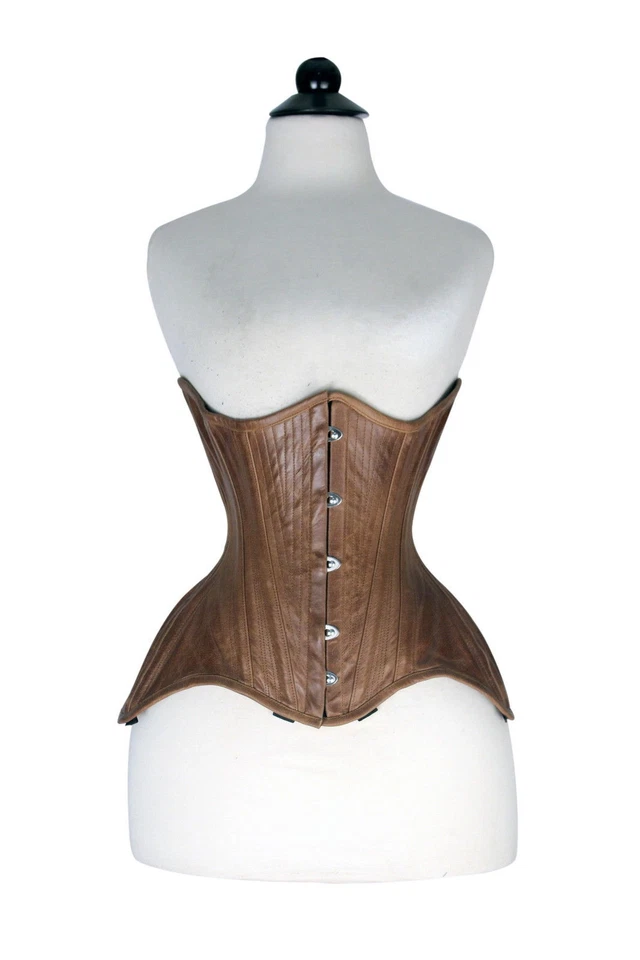 Under bust New Beautiful Brown100%Leather Steampunk Corset Waist Trainer Corsets - Image 3 of 4