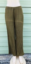 ZARA KHAKI RUSTIC RIBBED TROUSERS PALAZZO PANTS Elastic Waistband M 6407A