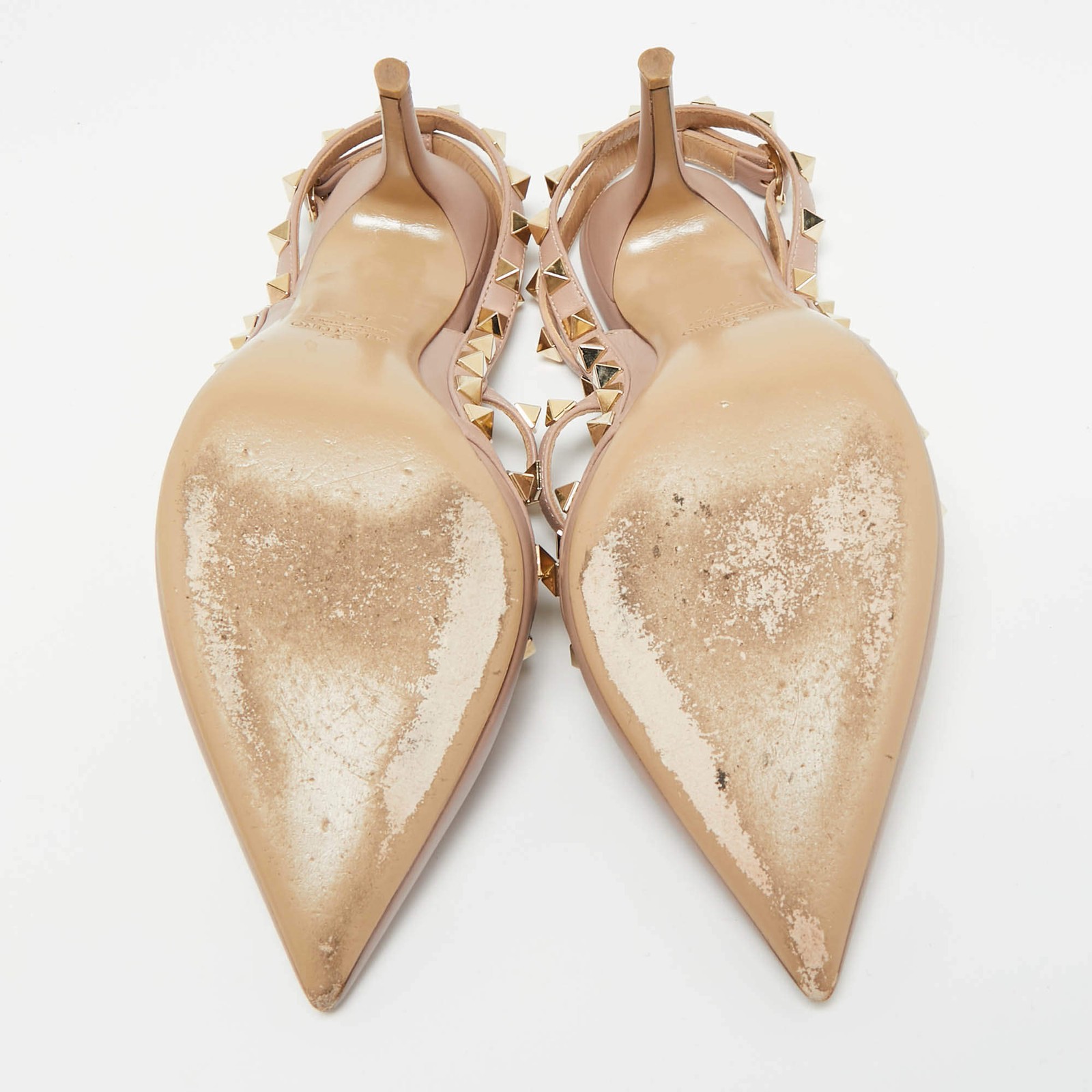 Valentino Dusty Pink Leather Rockstud Caged Pumps Size 37.5 thumbnail 6