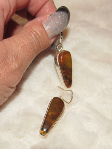 Sterling Silver Amber Earrings Sterling Silver