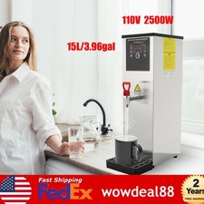 2500W Commercial Catering Kitchen Hot Water Boiler Stainless Steel 15L Silver