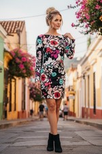 Sexy Cocktail Party Floral Mini Dress Bell Sleeves Open Back Cut Out By EXPRESS