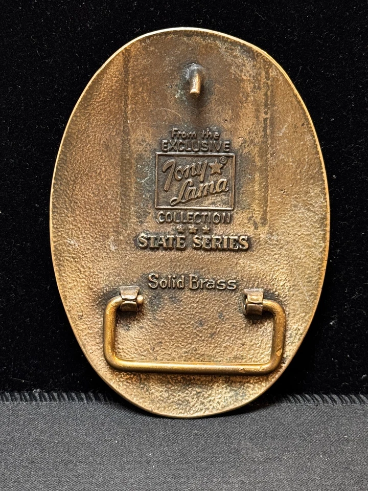 Tony Lama Serie Estatal Estados Unidos América Hebilla de Cinturón Latón Sólido Gran Sello Foto 2 de 2