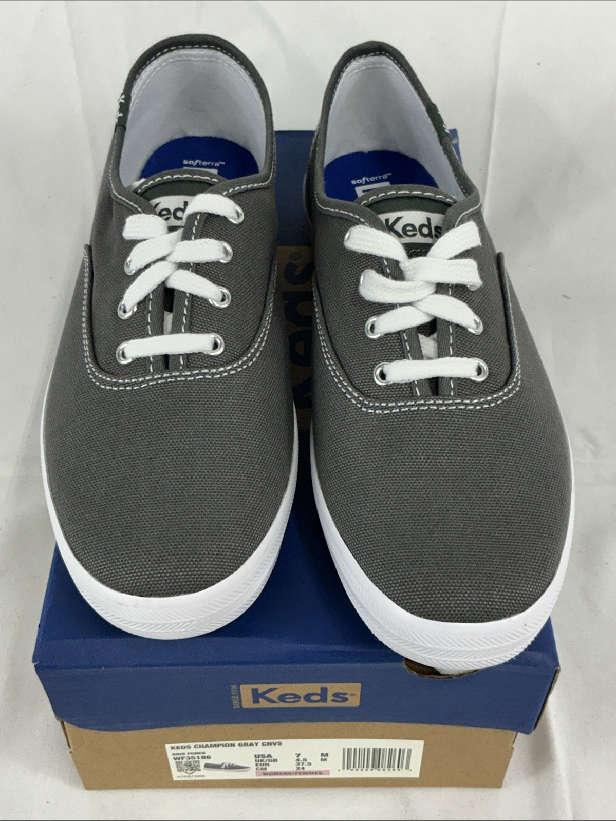 Keds Champion Grey Canvas Lace Up Sneaker Women's Size 7 M N
