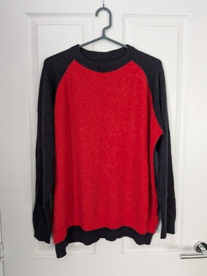 Brora 100% Cashmere Red & Navy Blue Jumper Size 16 