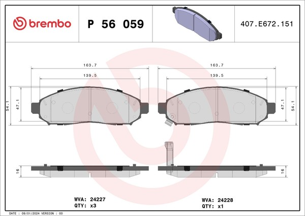 Bremsbelagsatz Scheibenbremse Prime Brembo P 56 059 FüR Nissan Pathfinder Navara-image