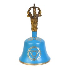 Sea Blue Throat Chakra Tibetan Bell Note A - 5.5 Inches H x 3 Inches D -