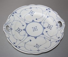 Indisch blau - Strohblumenmuster Servierteller - Kuchenteller mit seitl. Griffen