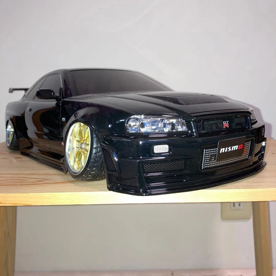 Tamiya GT-R R34 RC solo carrozzeria auto 1/10 nero parti fittizie... - Immagine 2 di 4