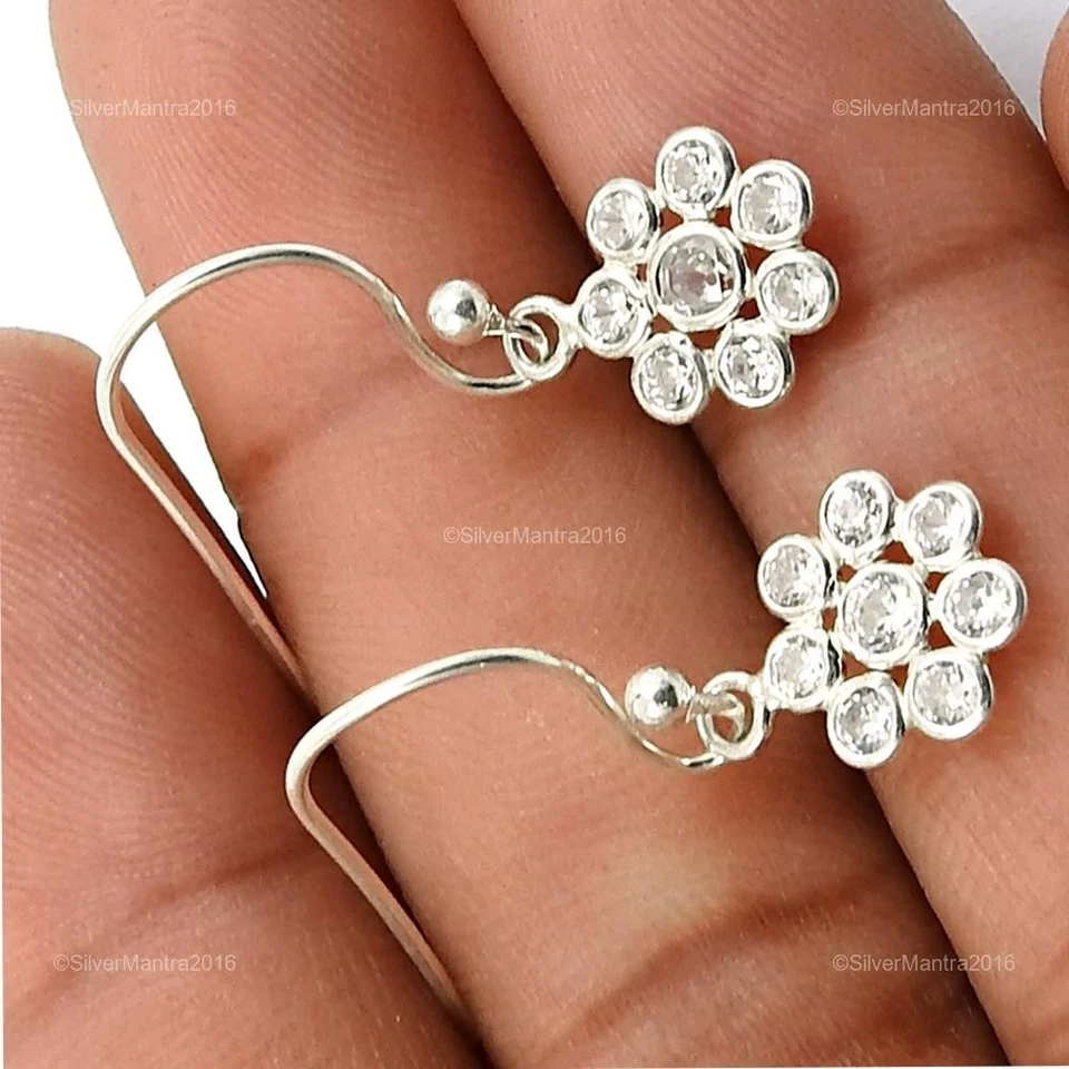 Zircone Cubico Pietra Argento Sterling Natale Regalo Orecchini a Goccia Gioielli - Immagine 3 di 4
