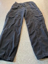 AEROPOSTALE Womens Black 100 Cotton Utility Cargo Pants Stretchy Waist-MEDIUM
