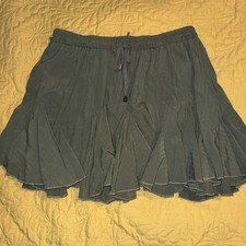 Entro Skirt Womens L Green Tiered Ruffle Hem Elastic Waist Boho Flowy Mini Skort