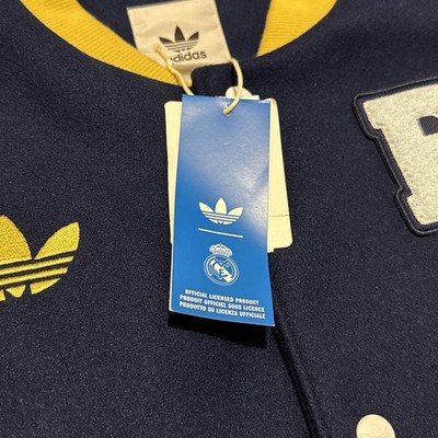 New Adidas Originals Real Madrid 24/25 Varsity Jacket Navy Men's