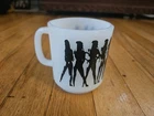 Vintage 1970s Retro Milk Glass Black Silhouette Risque Nude Woman Novelty Mug