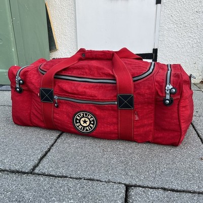 Vintage 90s Kipling Classic Red Extra Large Duffle Holdall Luggage Bag XL