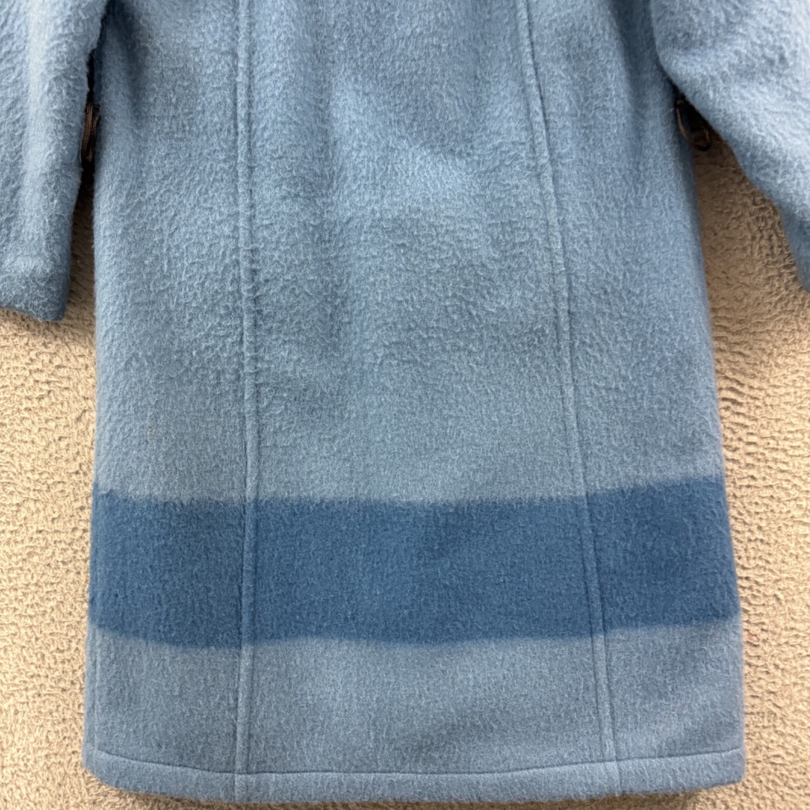 Vintage Hudson's Bay Coat Womens 10 Blue Point Blanket Wool 70s Hooded Zip Lined