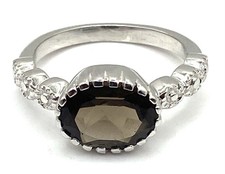 Sterling Silver / 925 Smokey Quartz Cocktail Ring Size 6.5