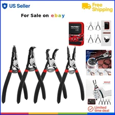 4PCS Heavy Duty Snap Ring Pliers Set Alloy Steel Internal External C Clip