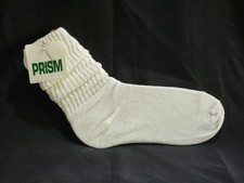 NWTS VINTAGE WHITE PRISM SLOUCH SOCKS COTTON BLEND USA MADE SIZE 9-11