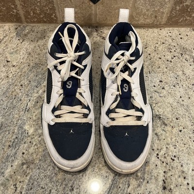 Jordan Flight 9 White Blue Men 12 US 46 Basketball Shoes Mid Leather 395553-106