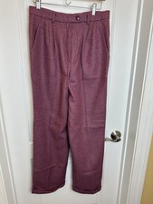 Vintage pleated front Wool geometric design Purple Trouser Pant Adorable 