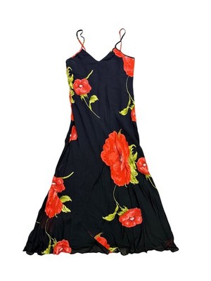 black and red poppy dress Nellie Maxi Dress Black/Red Floral