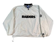 Vintage Oakland Raiders Jacket Mens XL White NFL Football Pullover Starter 90s