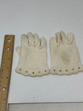 Vintage 1950  s Children's Ivory White Winter Dress Gloves W6
