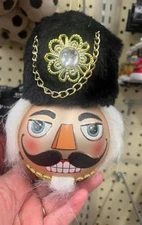 Robert Stanley Christmas Nutcracker 7" Head Glass Tree Ornament Black Hat