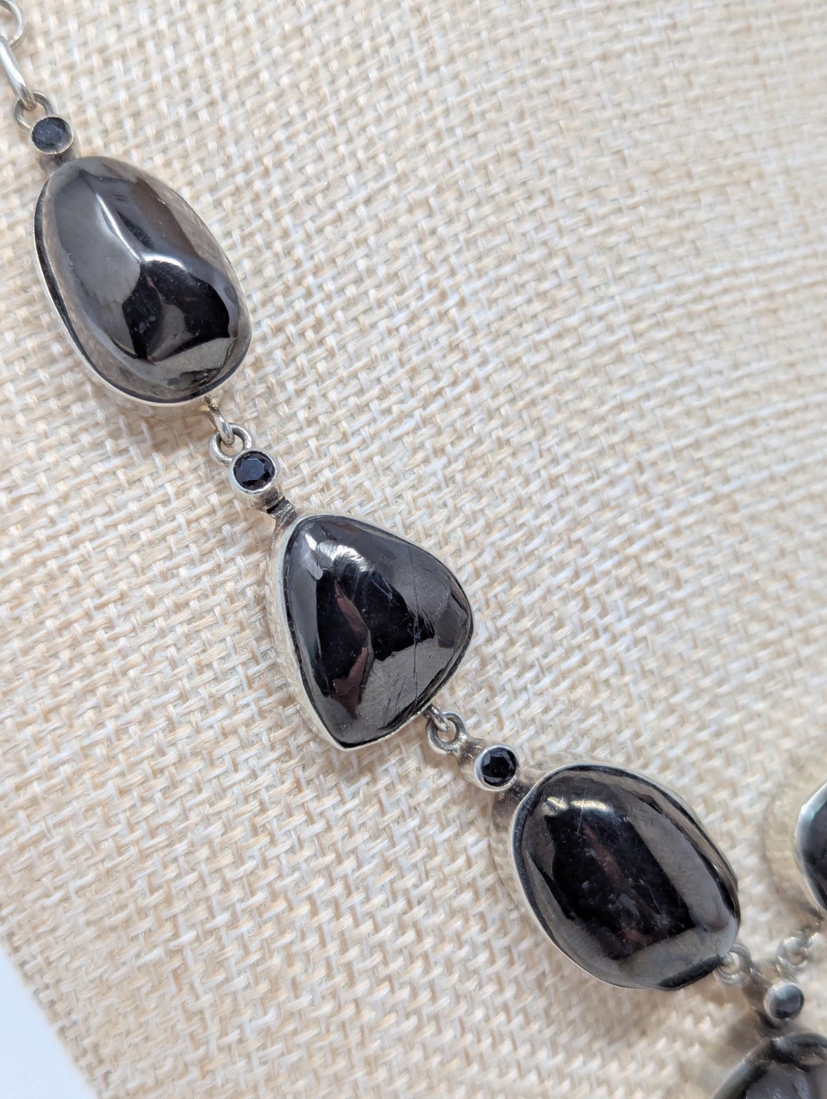 925 Sterling Silver Hematite Statement Necklace 4… - image 5