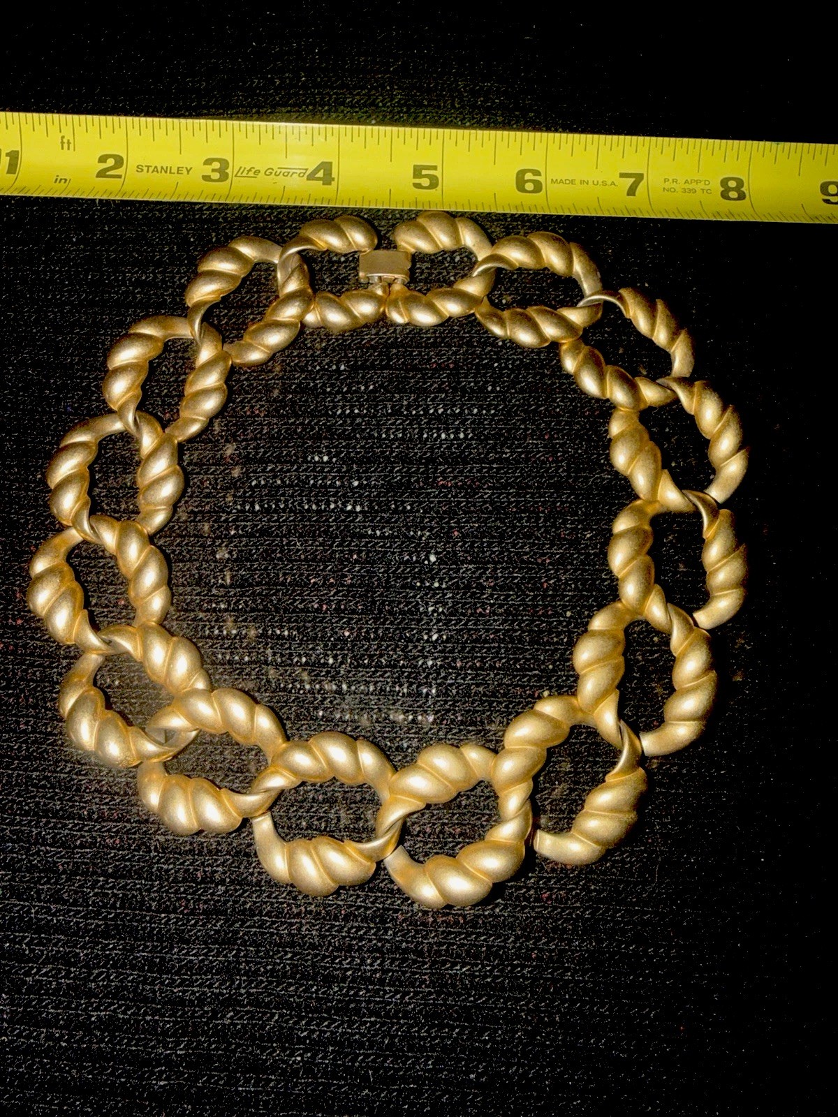 Vintage Erwin Pearl Gold Tone Twisted Link Necklace Signed E Pearl *