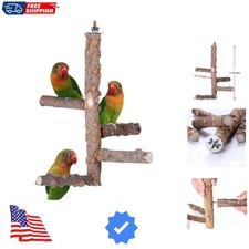 Bird Perch Nature Wood Stand for 3-4pcs Small Medium Parrots S