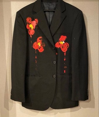 Doublet Raf Simons KIDILL Tailored Jacket Men M Floral Paint  Black From Japan
