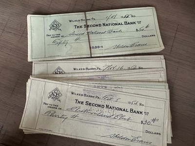 1950s The Second National Bank Lot of 100 Cancelled Bank Checks Vintage
