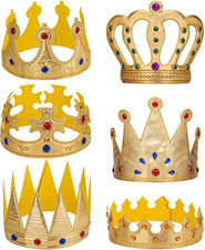 6 Pcs Birthday King Crowns Foam Crowns Prince Princess Gold Crown King Queen Cro