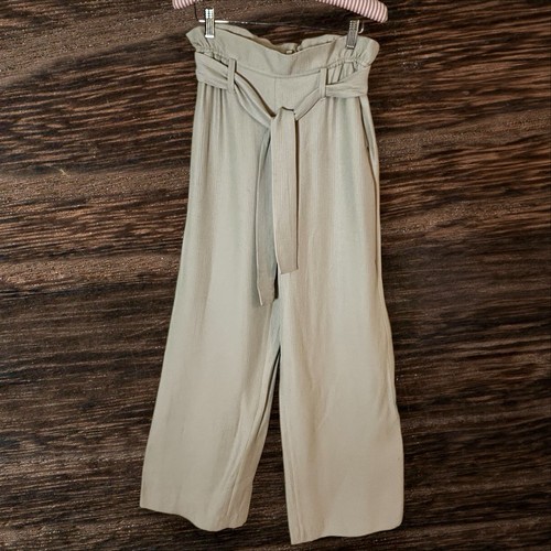 Maje NEU Paperbag Taille weites Bein Hose Größe 38/ US M beige Taschen Bindegürtel 295 $
