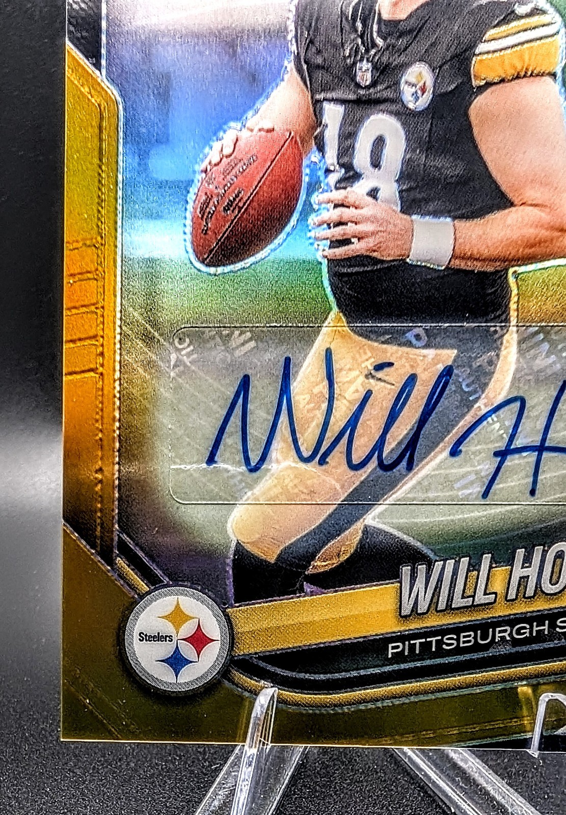 2025 Panini Prizm Will Howard #367 True Gold Auto 02/10 Pittsburgh Steelers view 4