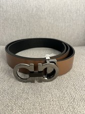 Salvatore Ferragamo Reversible Gancini Mens Leather Belt Brown/black size 105