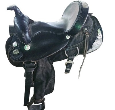 15'' Fabtron Western Roping Trail Riding Saddle Black Grain Special Order 7111-S