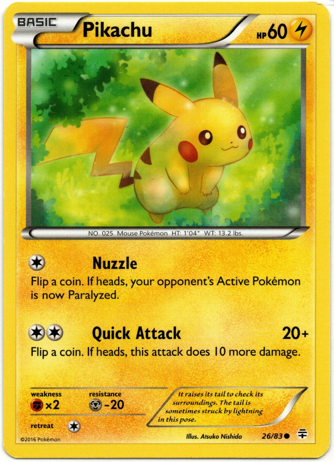 Pikachu Generations #26/83 Common Lightly Played Pokemon TCG Card
