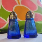 Hazel Atlas Cobalt Blue Salt and Pepper Shaker Set Vintage Depression
