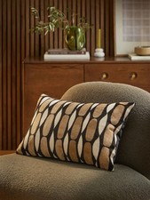 Dark Natural 40 x 59cm Cut Velvet Geo Cushion Next