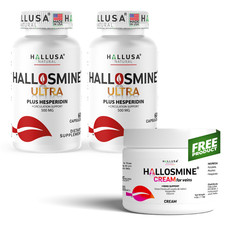 Hallusa Hallosmine Ultra 650mg Diosmin Hesperidin 120 ct  FREE Leg Cream 4 oz
