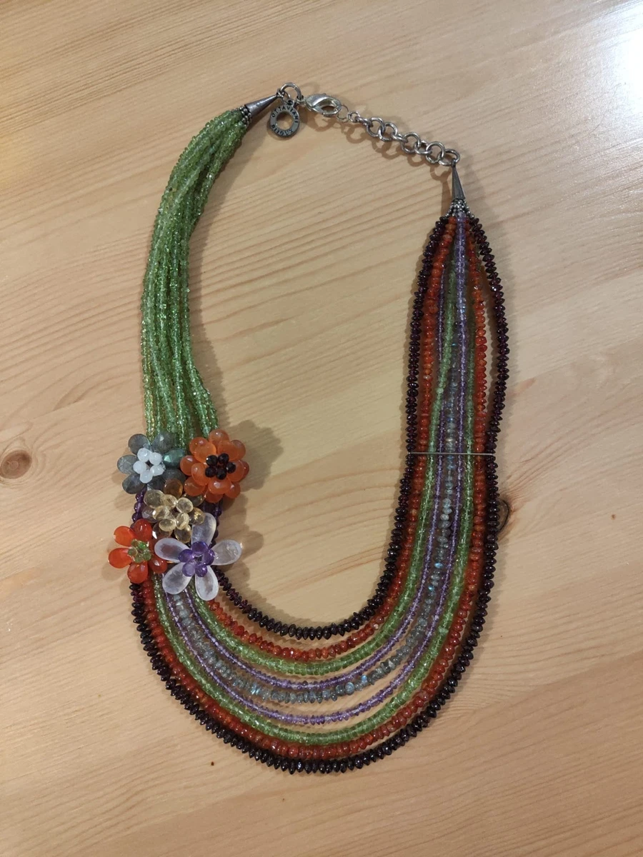 OTTAVIANI Collana Girocollo Dorato a Cascata con Cristalli Blu Zaffiro – Corcione Gioielli